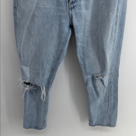 AGOLDE Riley hi rise distressed button fly slim mom cropped denim jeans sz 25 - Picture 3 of 7
